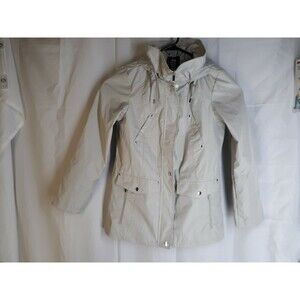 Details Intl  Womens Tan Zip Up Hooded Coat Jacket Size S
